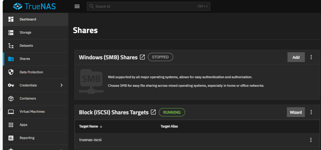 [Source 9] TrueNAS Sharing Interface