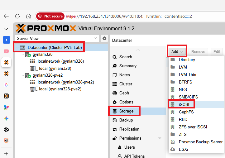 [Source 10] Menu Add iSCSI Storage