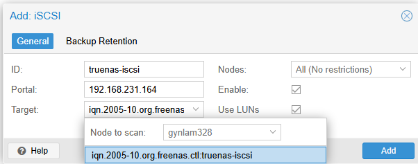 [Source 14] Dialog Add iSCSI Storage configuration