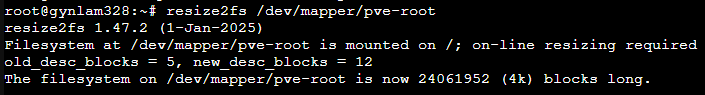 CLI Command: resize2fs