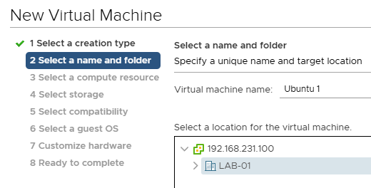 New VM Wizard: Selecting Shared Storage (TrueNAS-iSCSI)