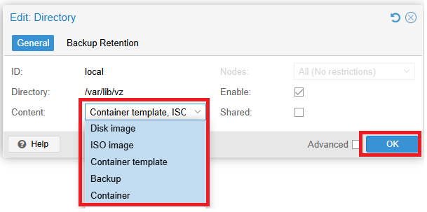 Selecting content types for local storage