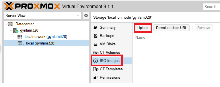 ISO Images menu