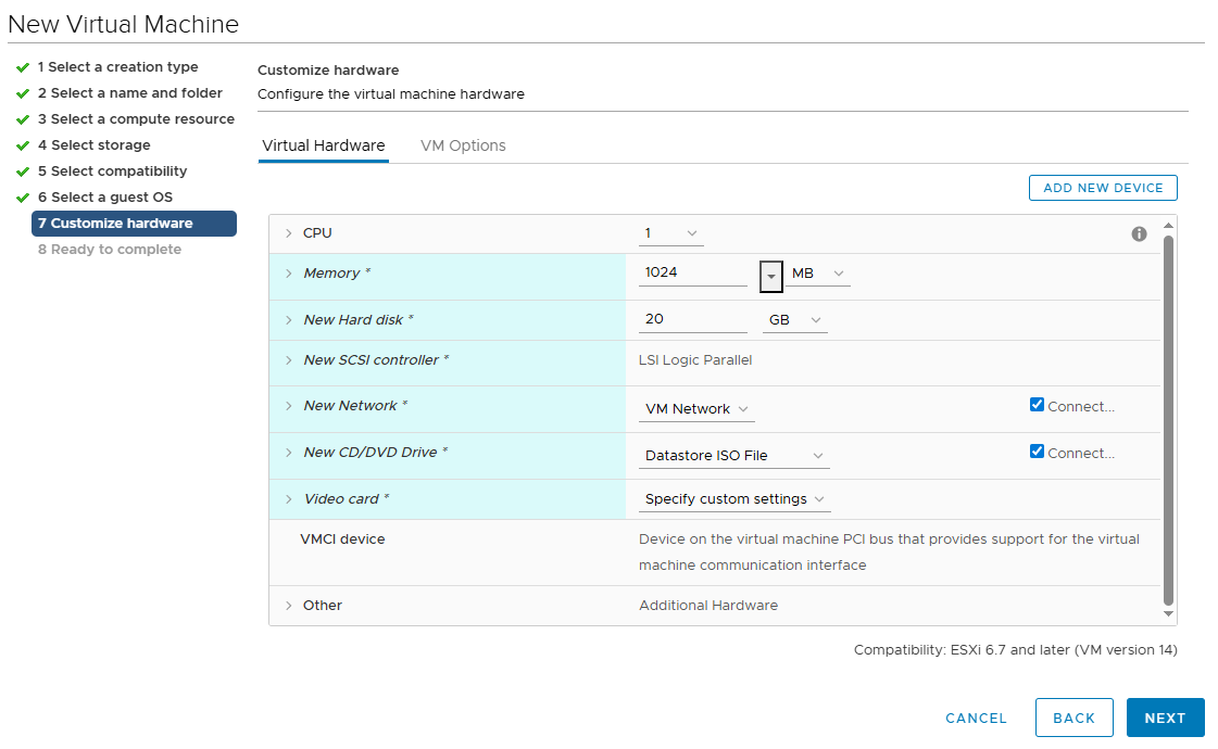 New VM Wizard: Selecting Shared Storage (TrueNAS-iSCSI)