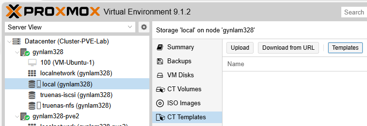 CT Templates menu