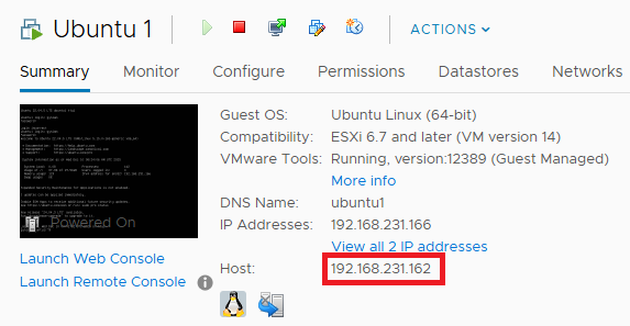 Verification: VM is now running on the 2nd Host