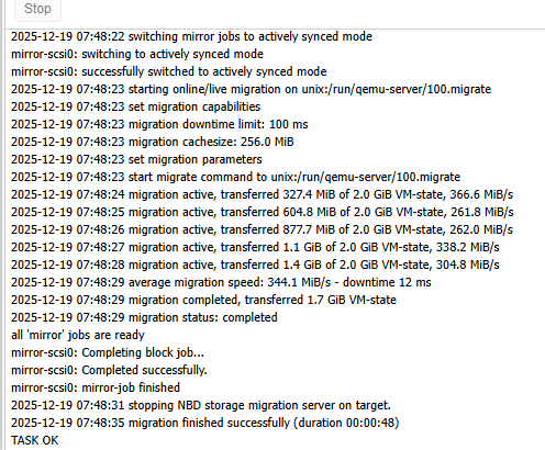 [Source 66] Task log VM Migration