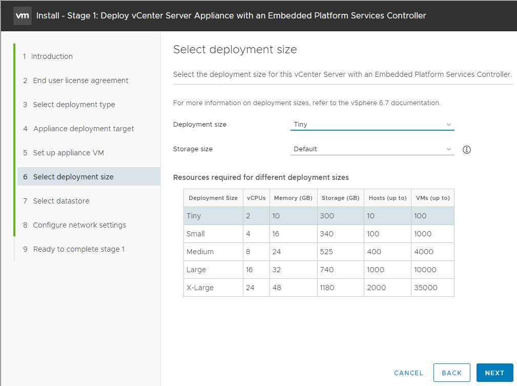 Select Deployment Size