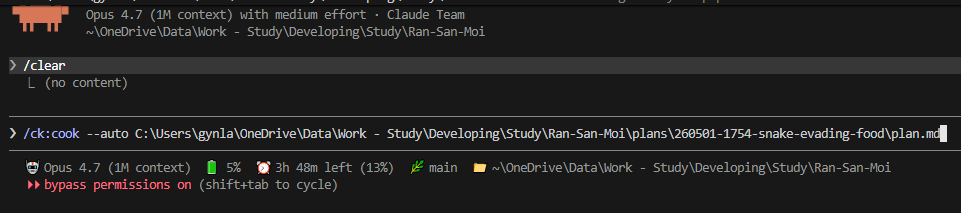 Screenshot of the automated AI coding implementation starting